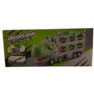 Dinosaur Toys for Kids, 6 Metal Cars and Foldable Storage Carrier Truck Set,...